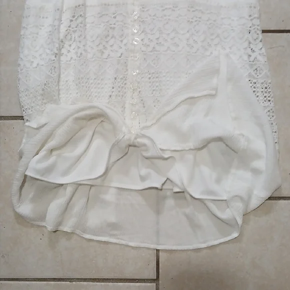 FOREVER 21 Womens Size XL White Lace Button-Down Midi Dress - Picture 2 of 6